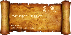 Rozinger Megyer névjegykártya